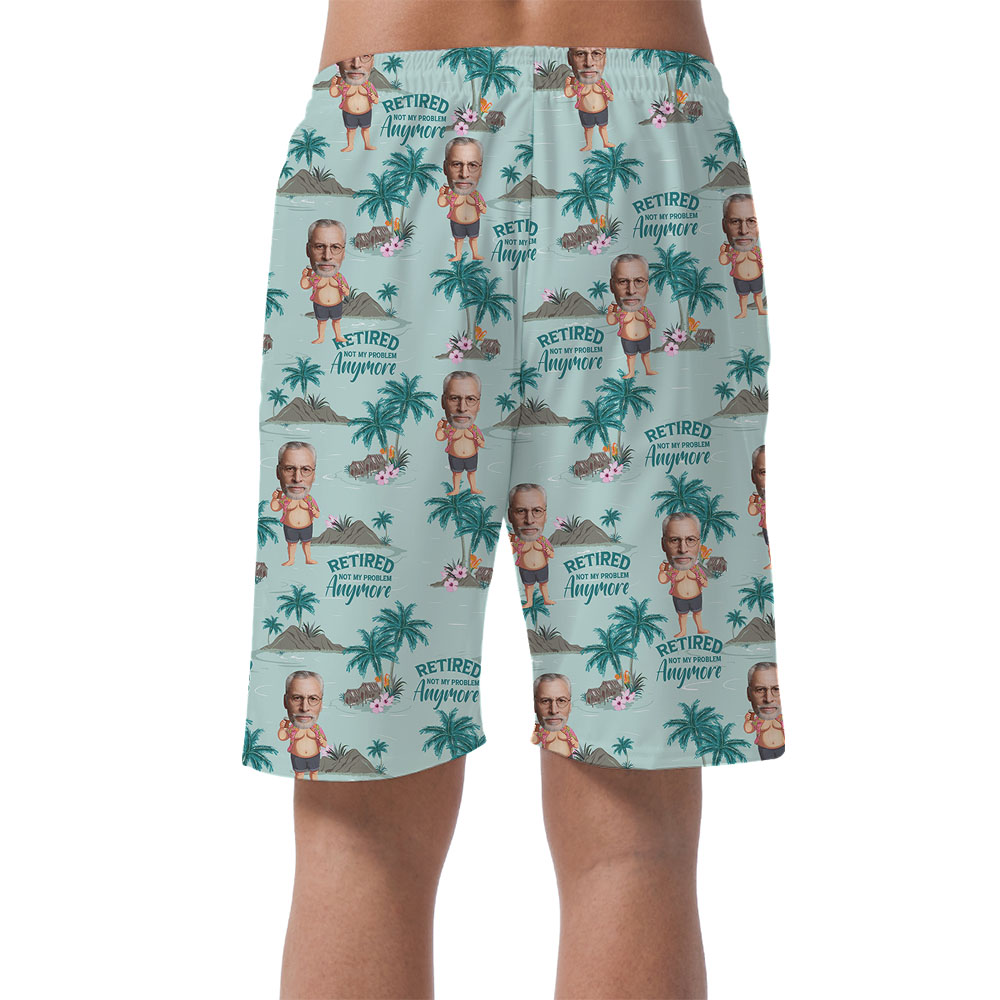 Retirement Men's Beach Shorts With Face And Beach Print