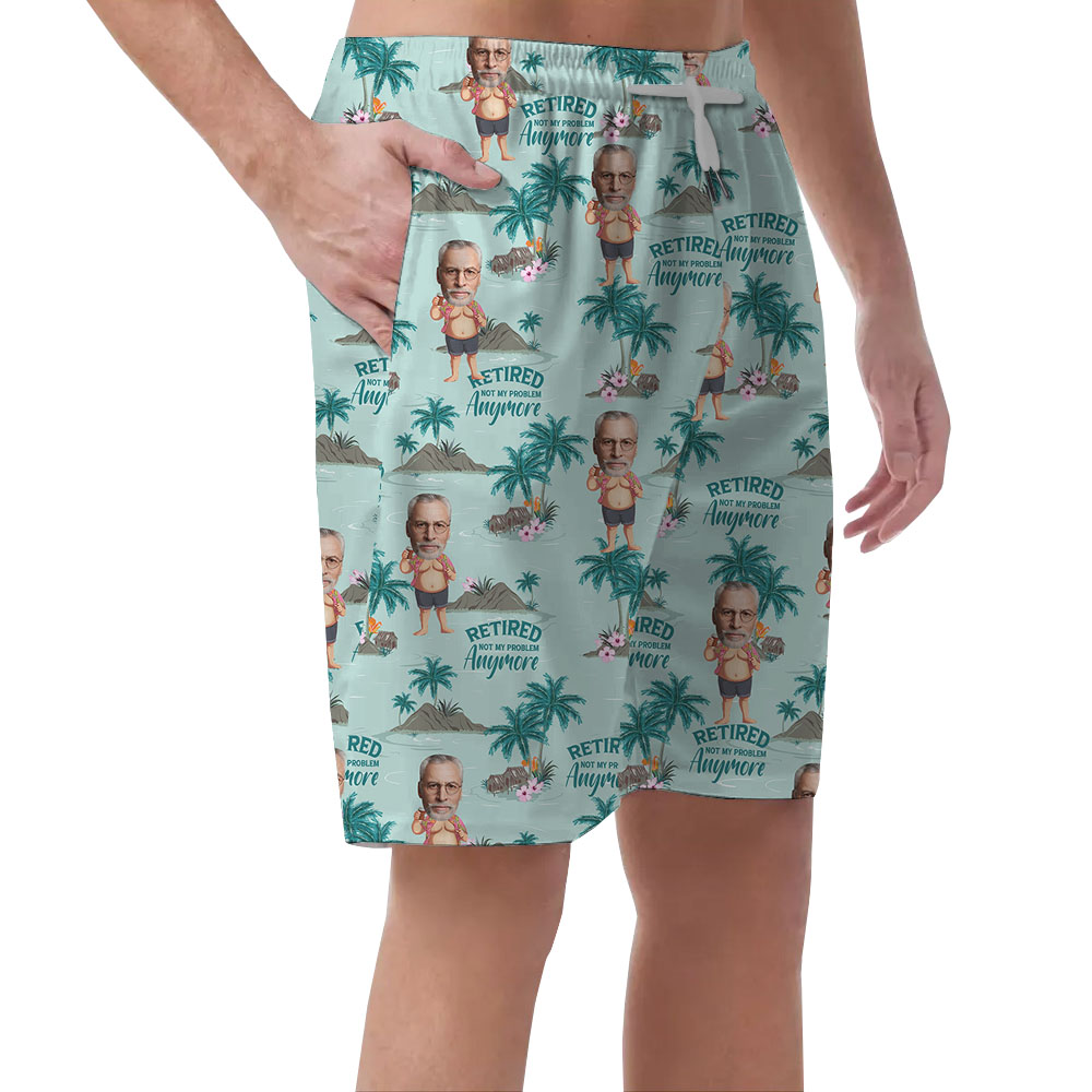 Retirement Men's Beach Shorts With Face And Beach Print