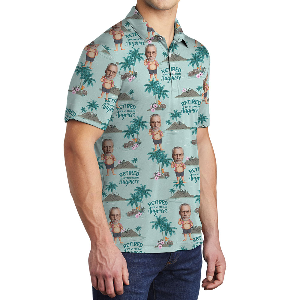 Custom Retirement Men Beach Polo Shirts With Faces