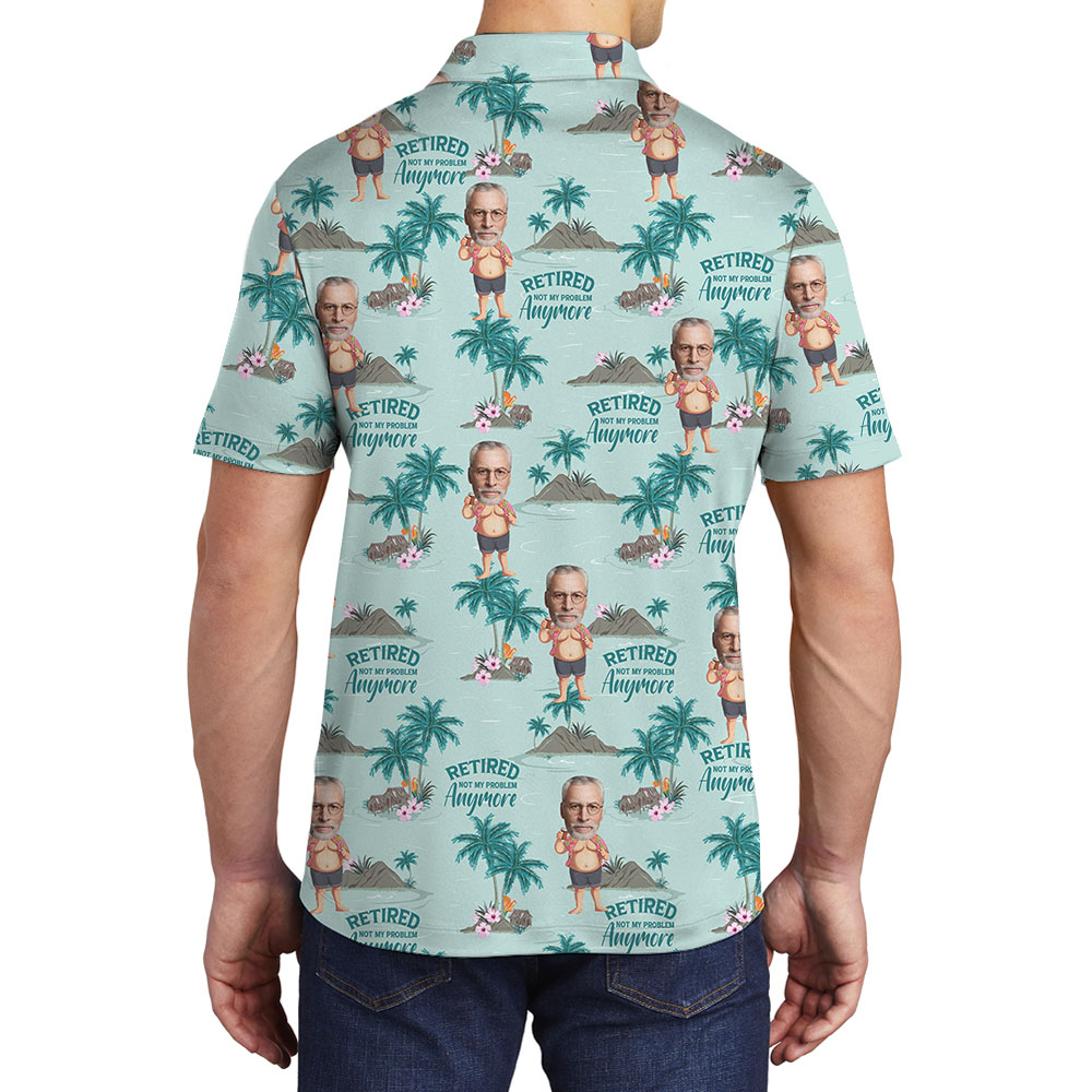Custom Retirement Men Beach Polo Shirts With Faces