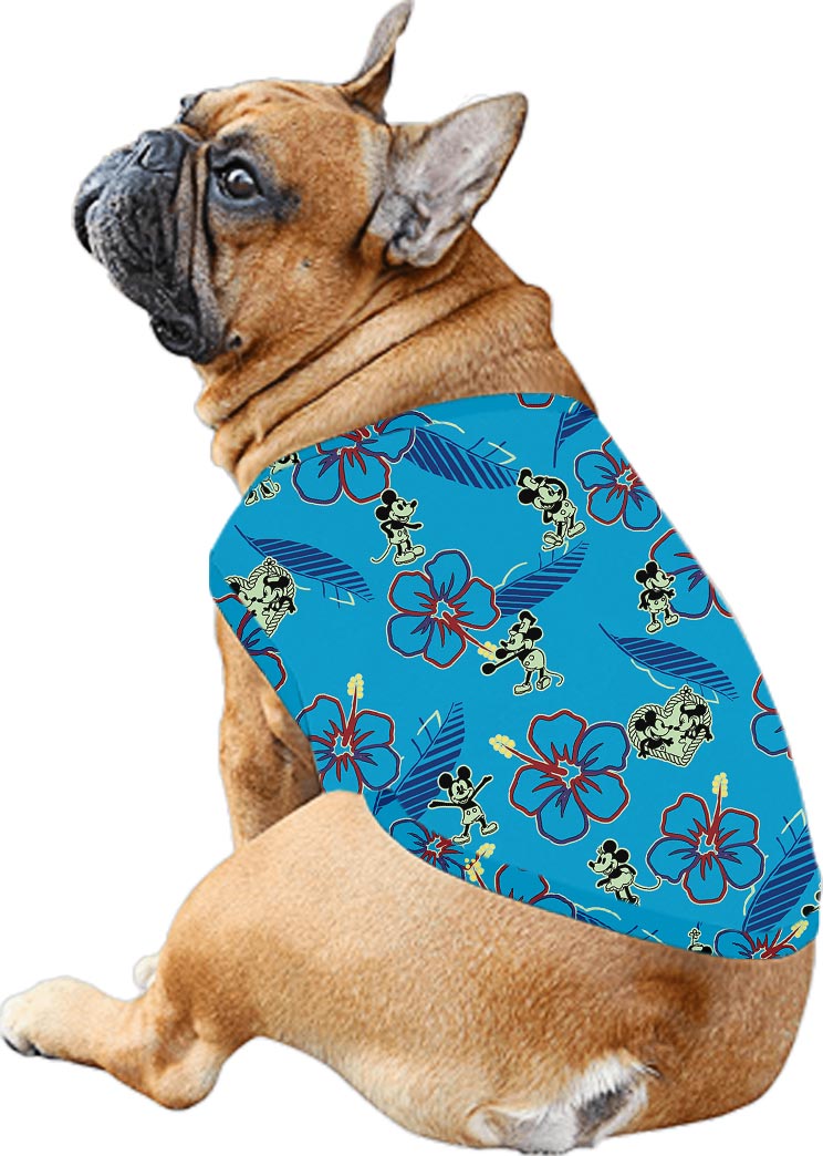 Cute Blue Matching Mickey Minnie Hawaiian Shirt For Family