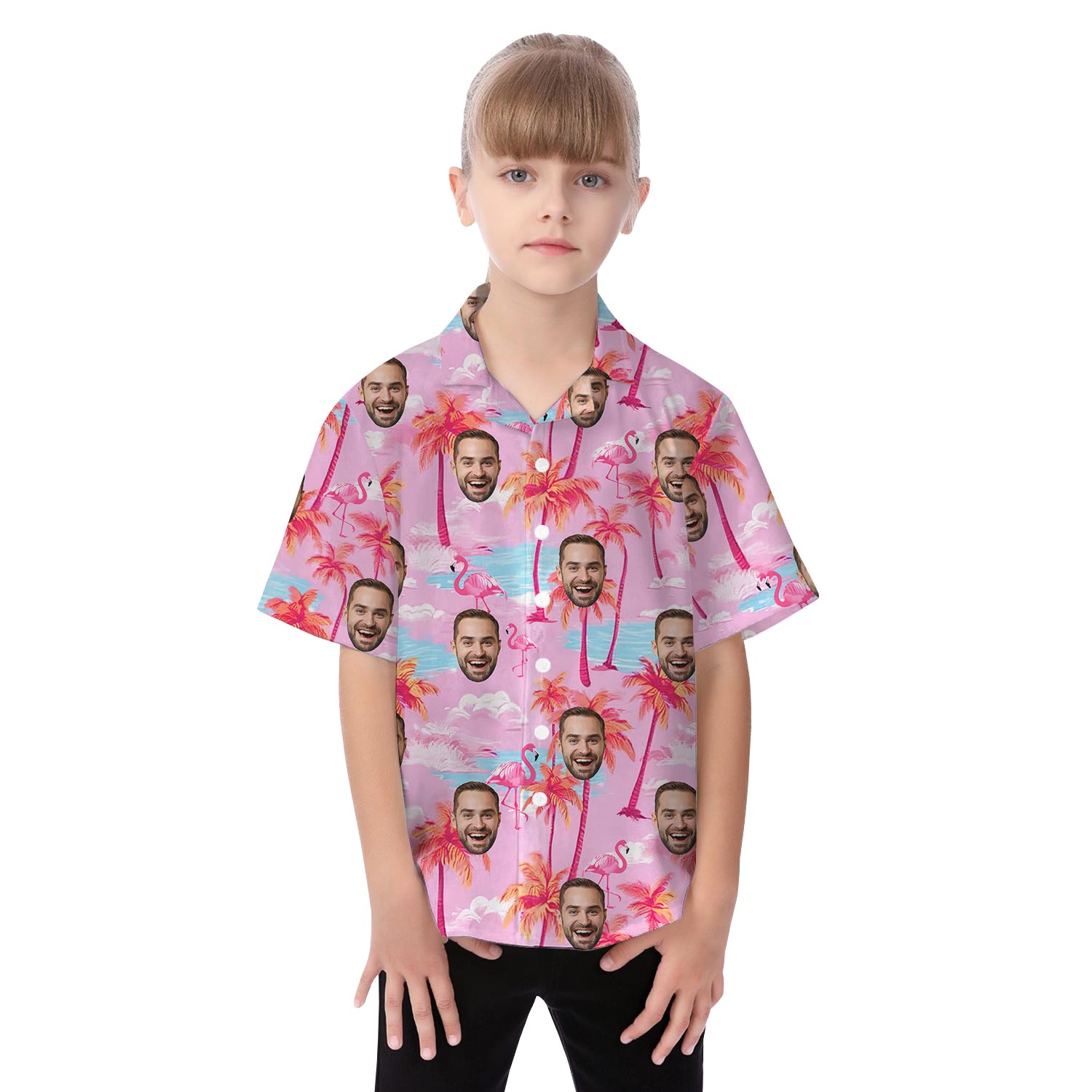 Custom Face Matching Pink Tropical Shirt And Dress