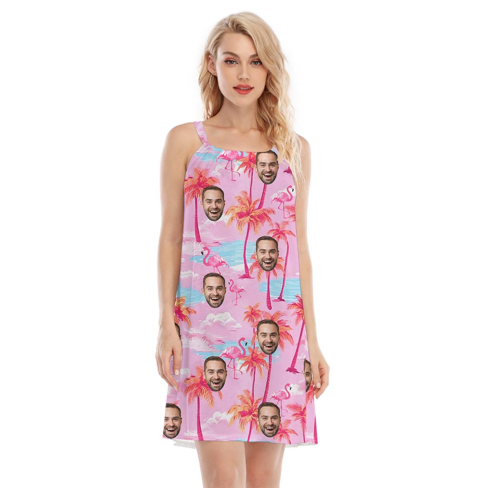 Custom Pink Hawaiian Dress For Ladies With Photo - variant image 1