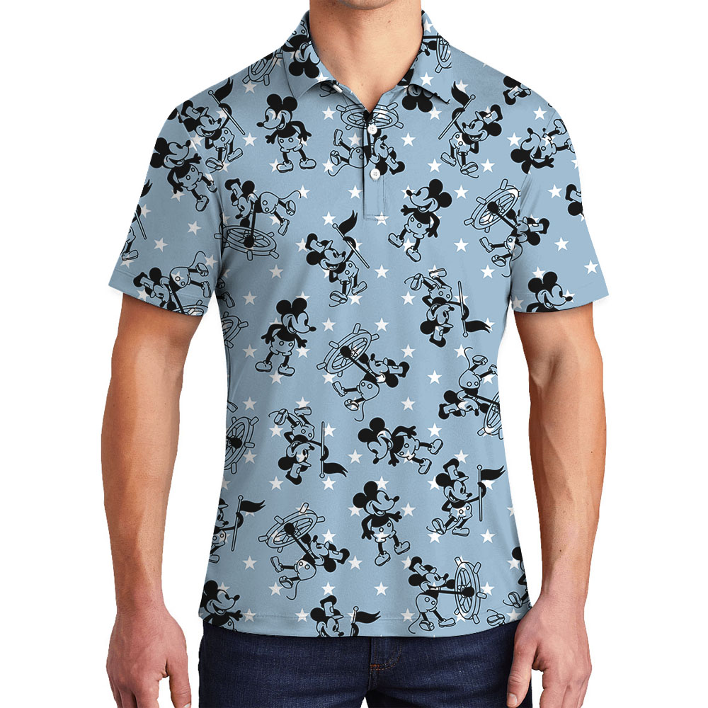 4th Of July Mickey Steamboat Willie Blue Men's Polo Shirt - variant image 1