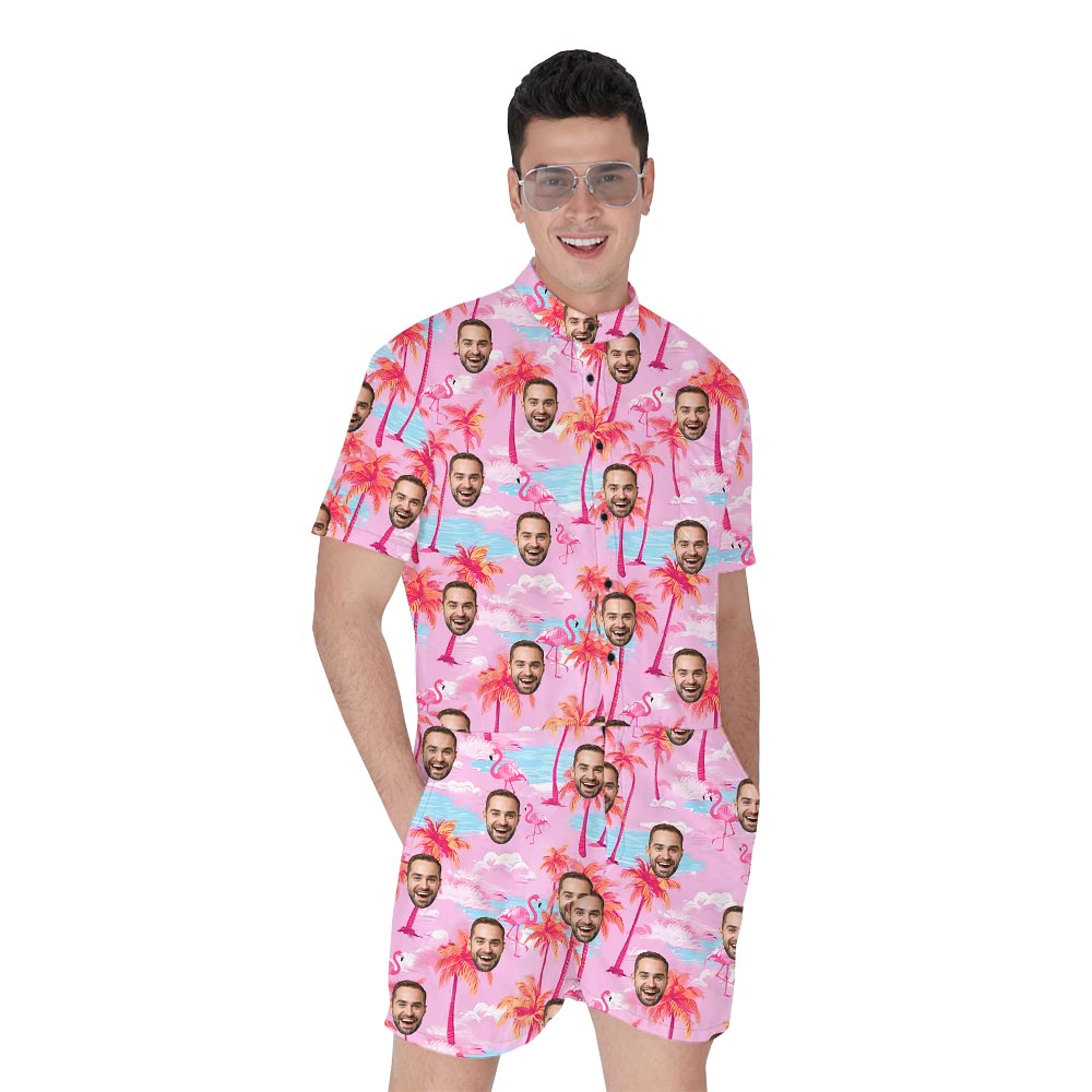 Pink Male Tropical Romper With Team Logo - variant image 1
