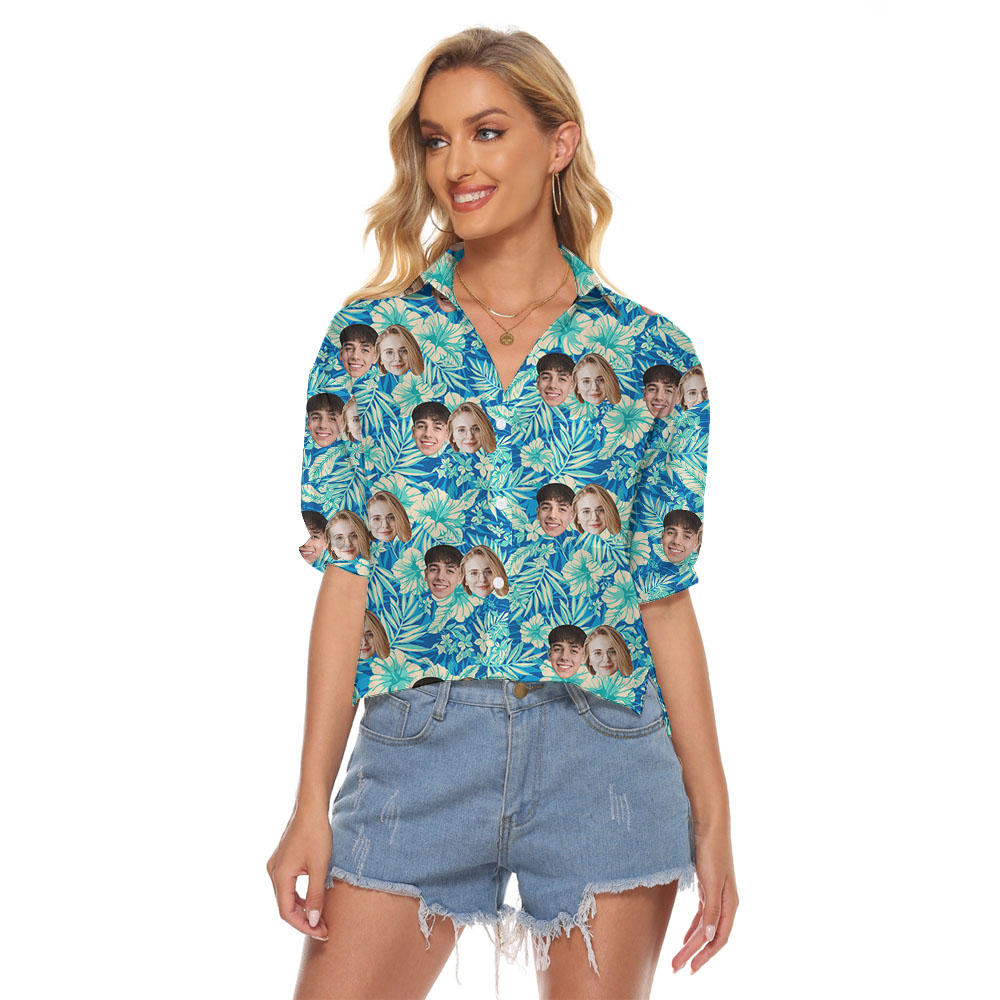 Personalized Face Ladies Hawaiian Shirts - variant image 1