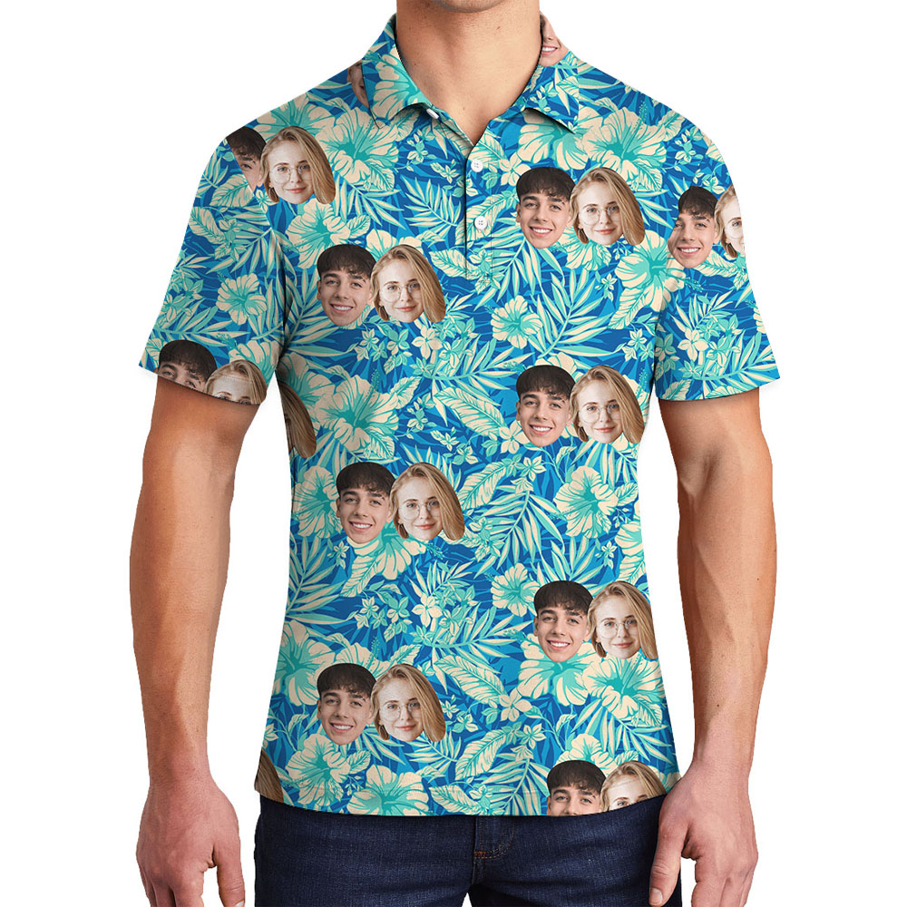 Funny Aloha Men's Golf Polo Shirt With Faces - variant image 1