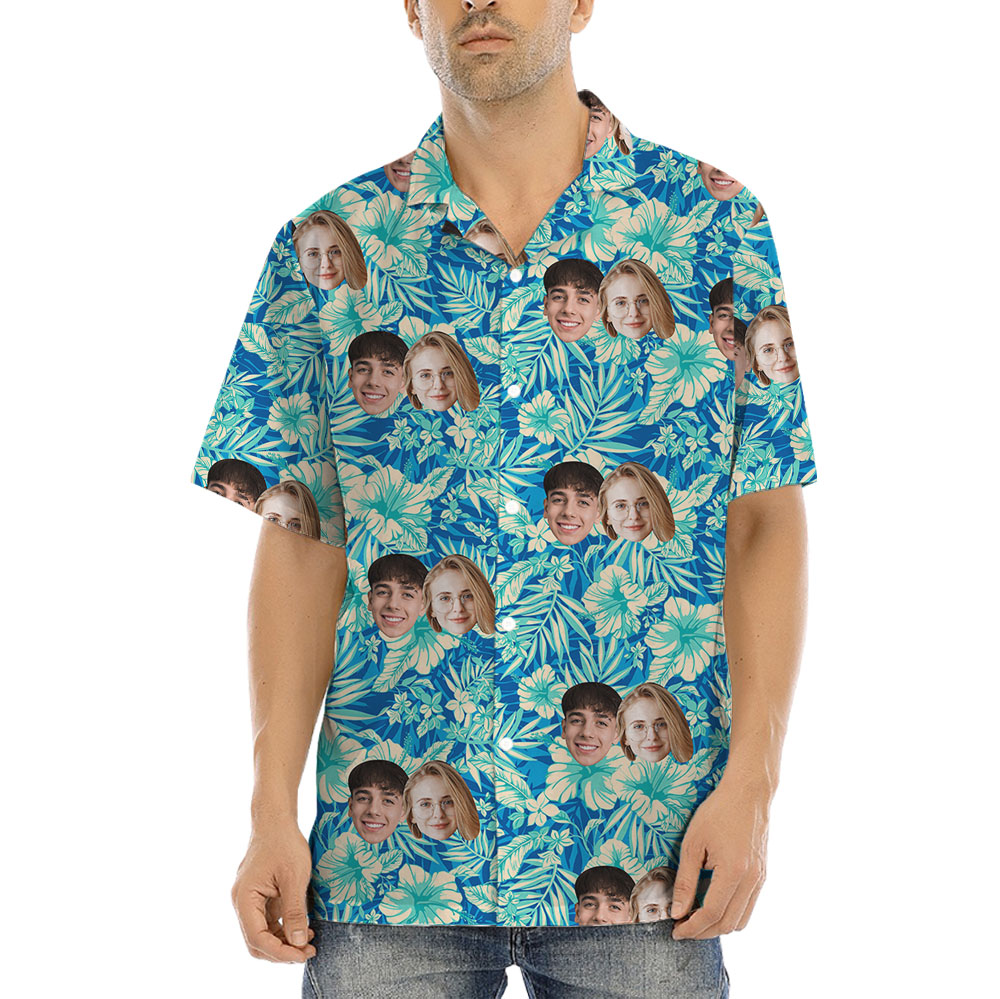 Custom Photo Hawaiian Shirt With Couple Faces - variant image 1