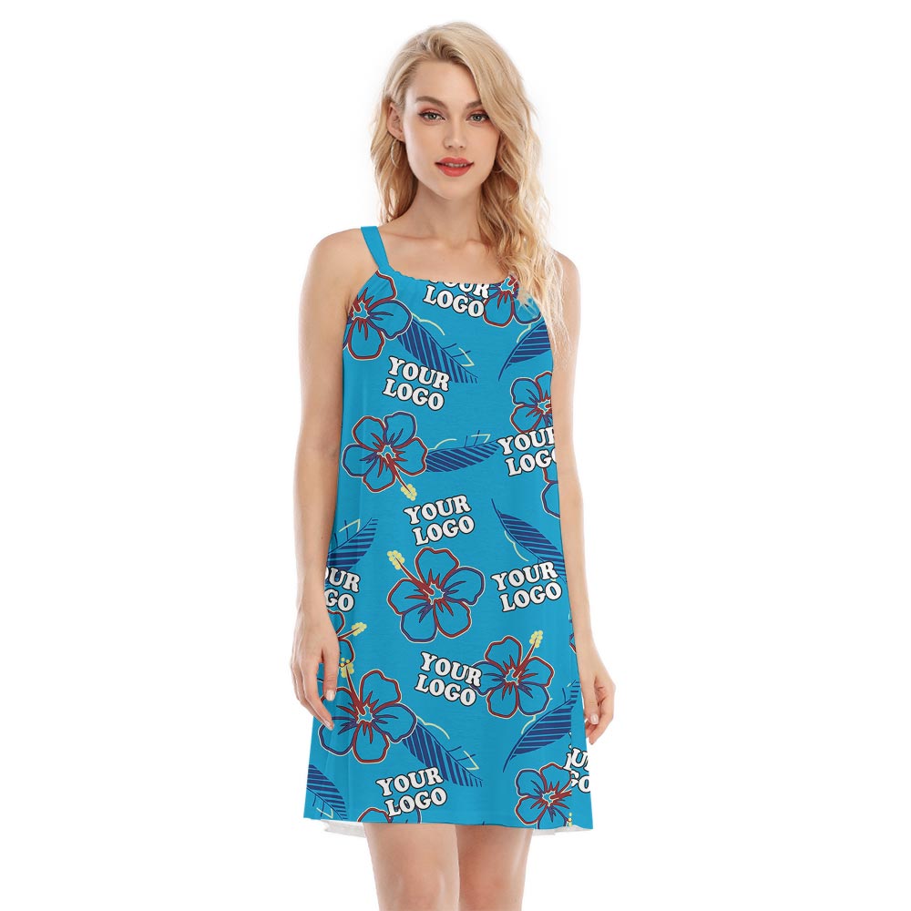 Lovely Women's Blue Hawaiian Dress Custom Logo - variant image 1