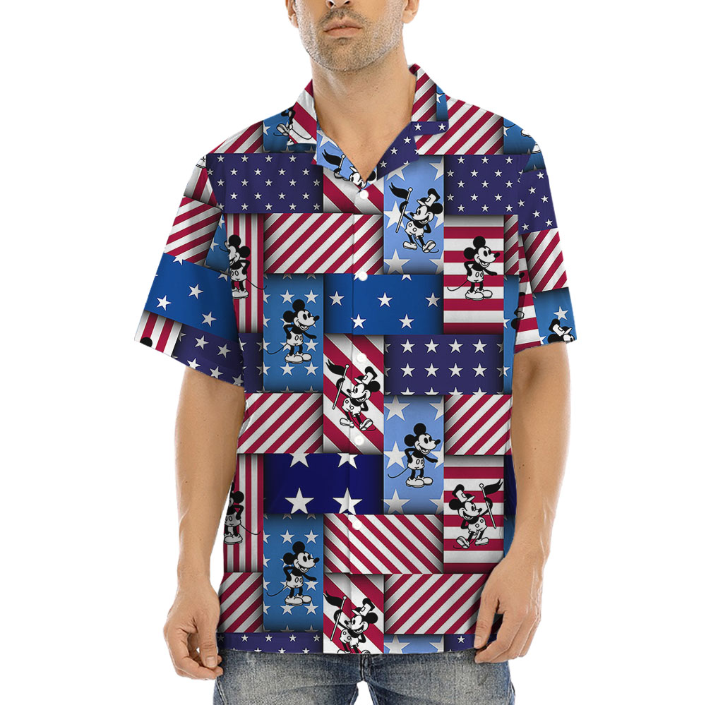 American Flag Mickey Steamboat Willie Hula Shirt - variant image 1