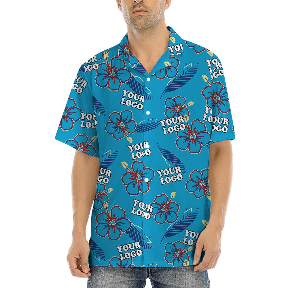 Custom Logo Blue Men's Hula Shirt - variant image 1