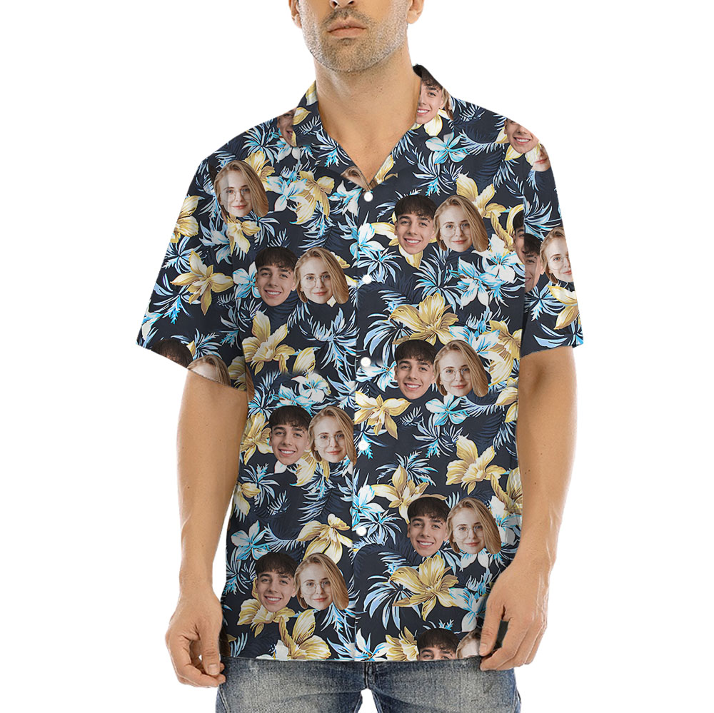 Floral Aloha Shirts Mens with Custom Face - variant image 1
