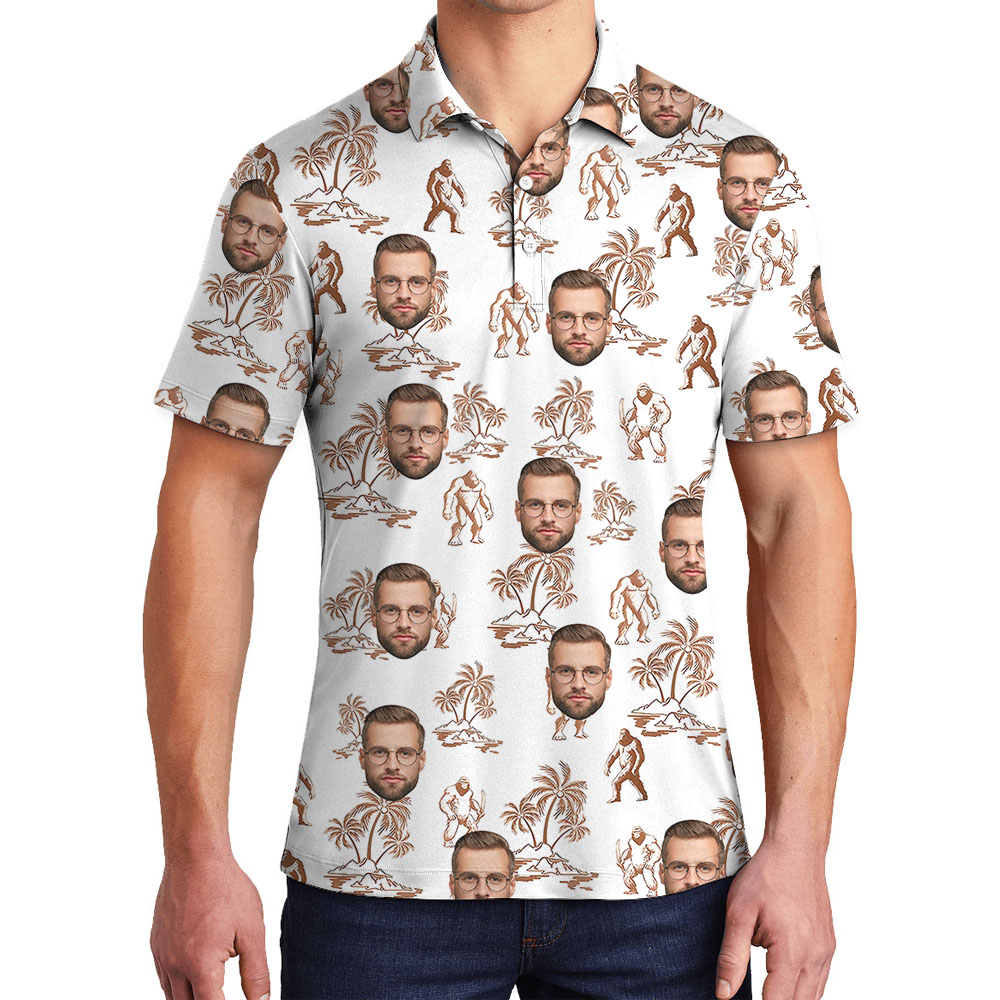 Bigfoot Men's Polo Shirt With Custom Faces/ Logos - variant image 1