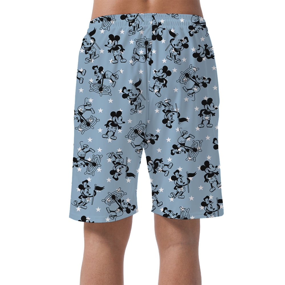Mickey Steamboat Willie 4th Of July Blue Beach Shorts For Men