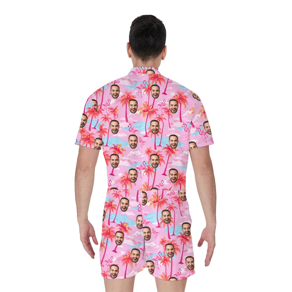 Pink Male Tropical Romper With Team Logo