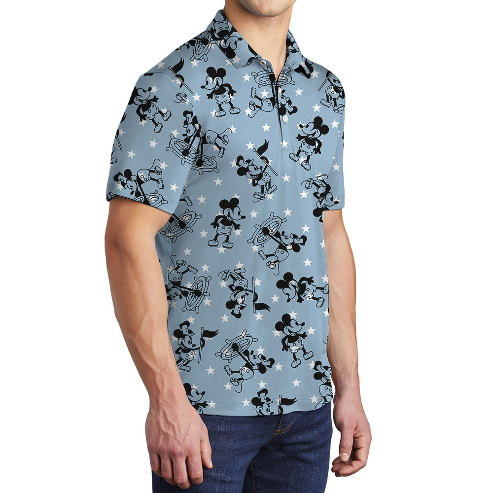4th Of July Mickey Steamboat Willie Blue Men's Polo Shirt