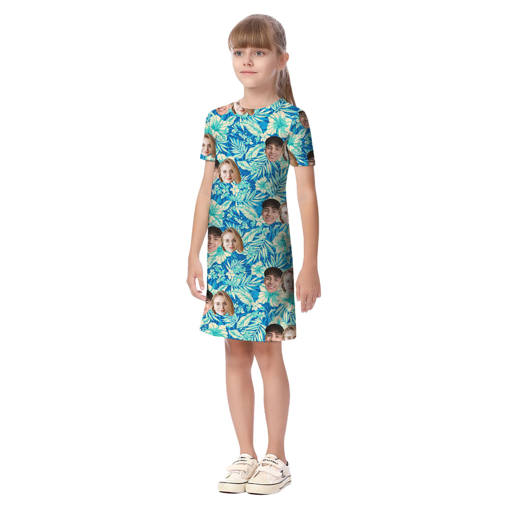 Custom Face Blue Family Hawaiian Matching Outfits