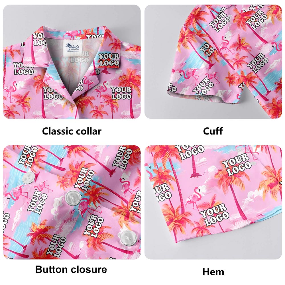 Pink Custom Aloha Shirts With Company Logo