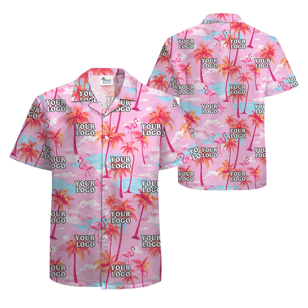 Pink Custom Aloha Shirts With Company Logo