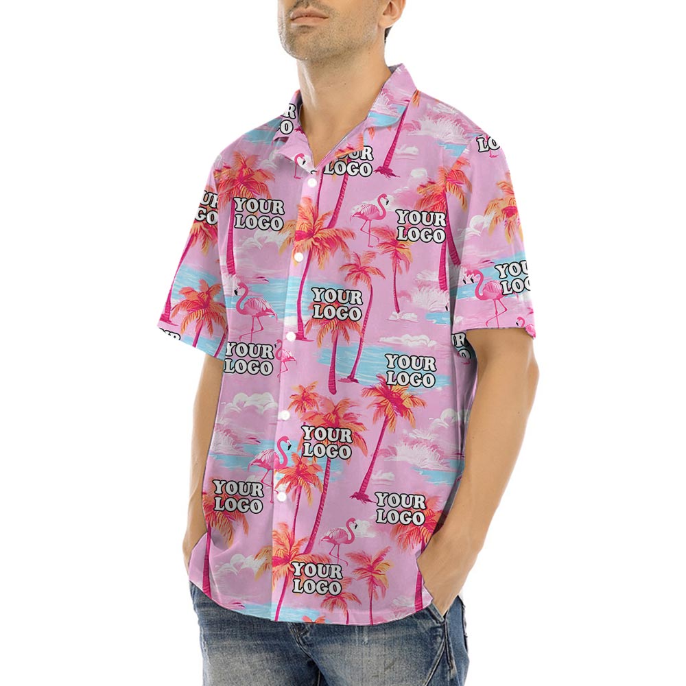 Pink Custom Aloha Shirts With Company Logo