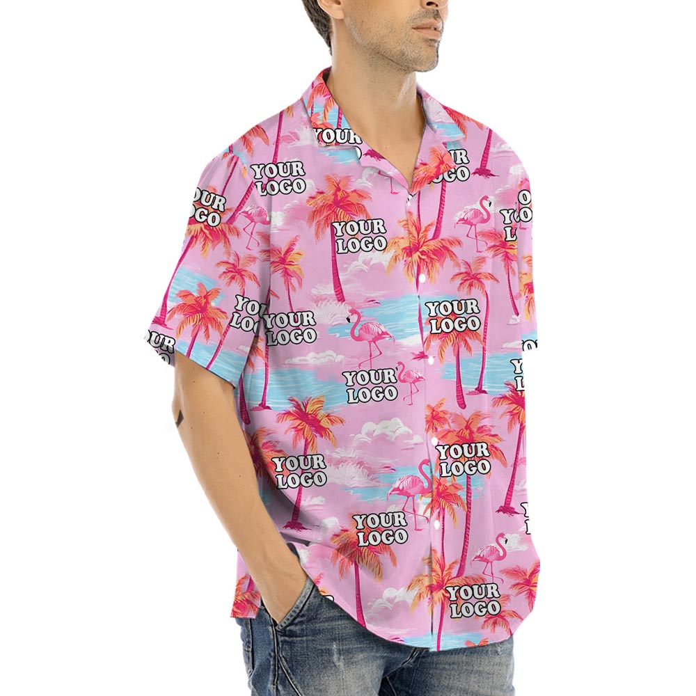 Pink Custom Aloha Shirts With Company Logo