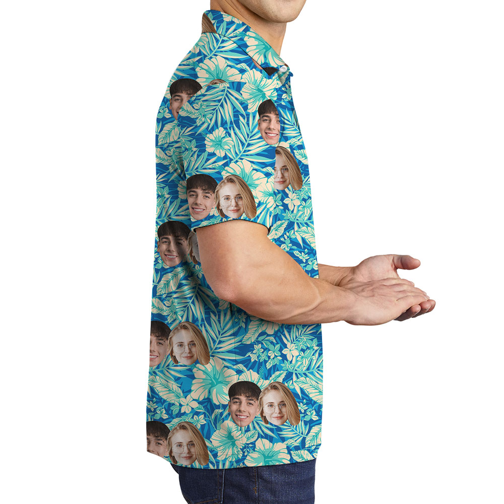 Funny Aloha Men's Golf Polo Shirt With Faces