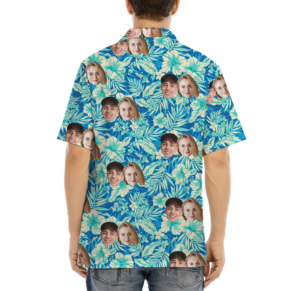 Custom Photo Hawaiian Shirt With Couple Faces