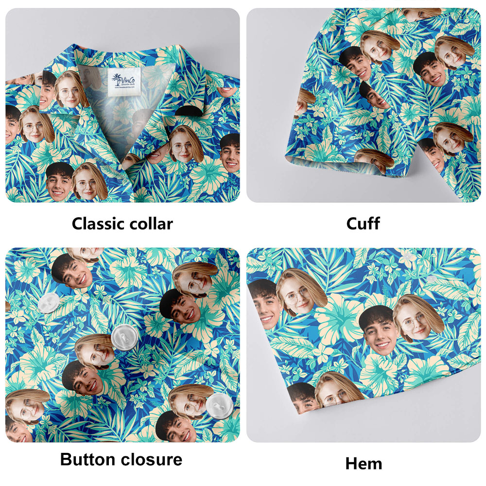 Custom Photo Hawaiian Shirt With Couple Faces