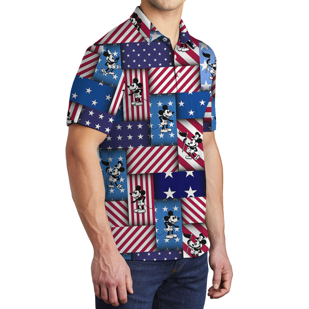 Patriotic Mickey Steamboat Willie Men's Polo Shirt