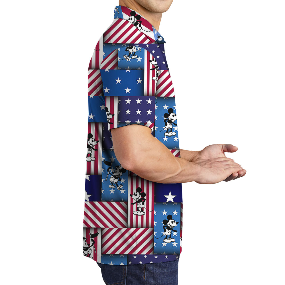 Patriotic Mickey Steamboat Willie Men's Polo Shirt