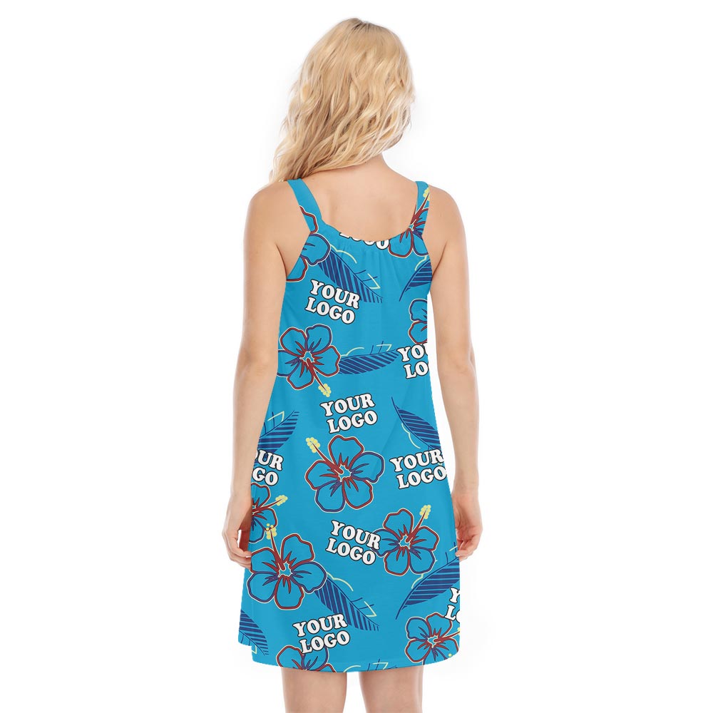 Lovely Women's Blue Hawaiian Dress Custom Logo