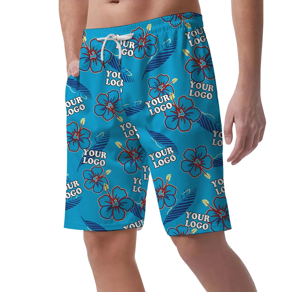 Custom Men's Floral Summer Shorts With Logo