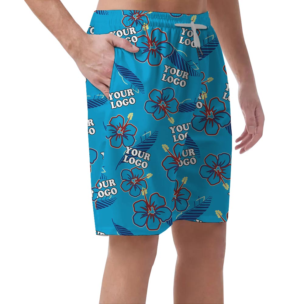 Custom Men's Floral Summer Shorts With Logo