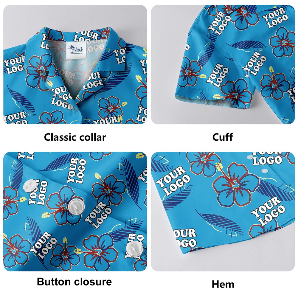 Custom Logo Blue Men's Hula Shirt