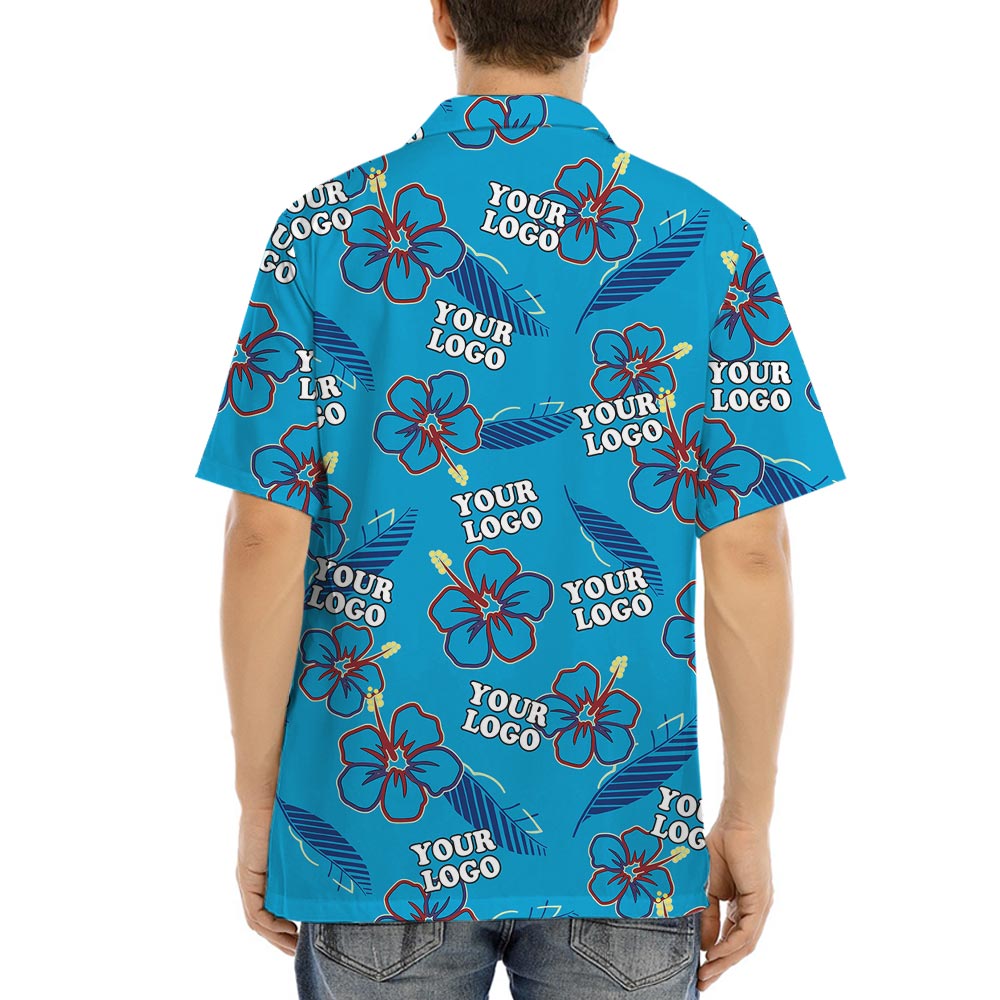 Custom Logo Blue Men's Hula Shirt