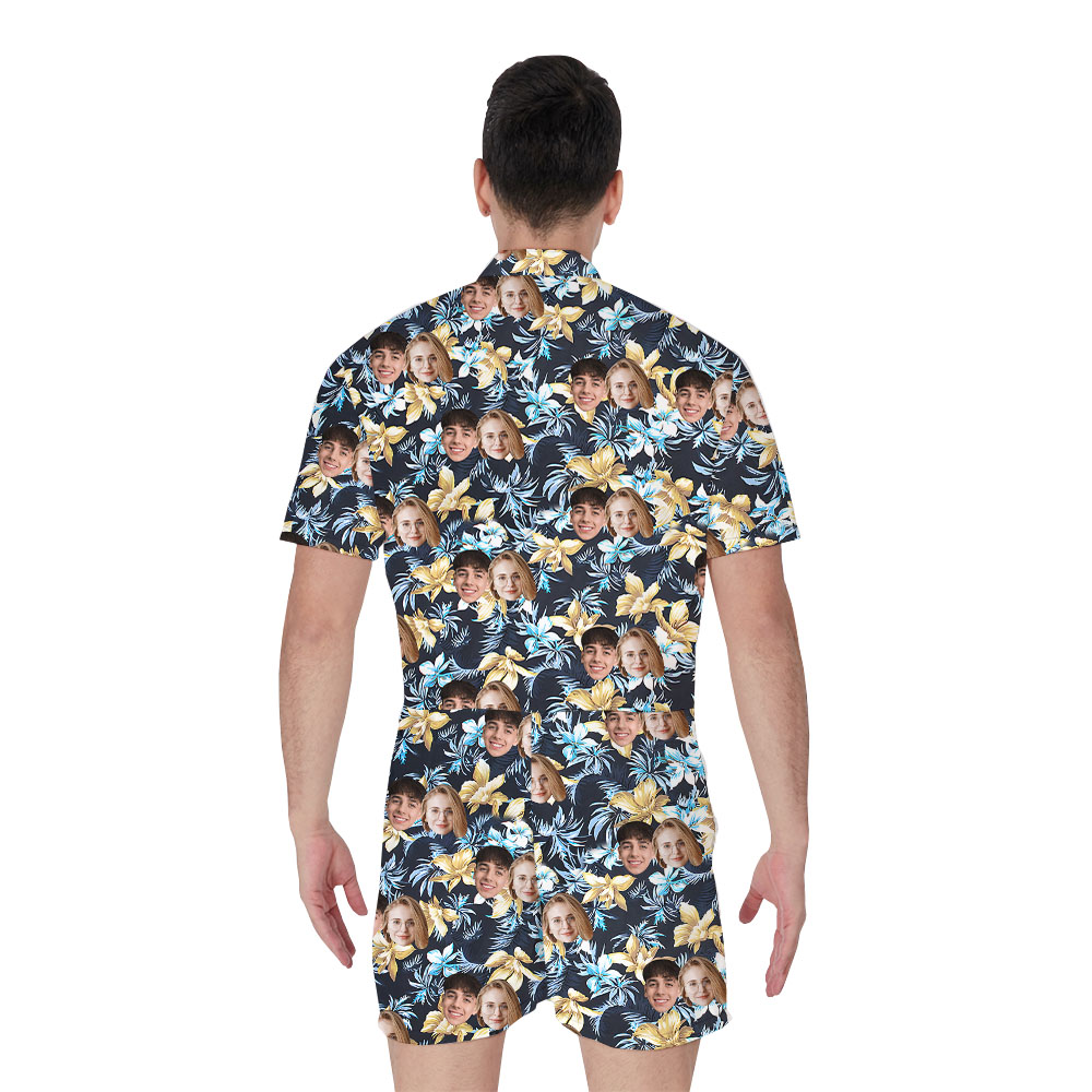 Custom Couple Faces Aloha Romper For Male
