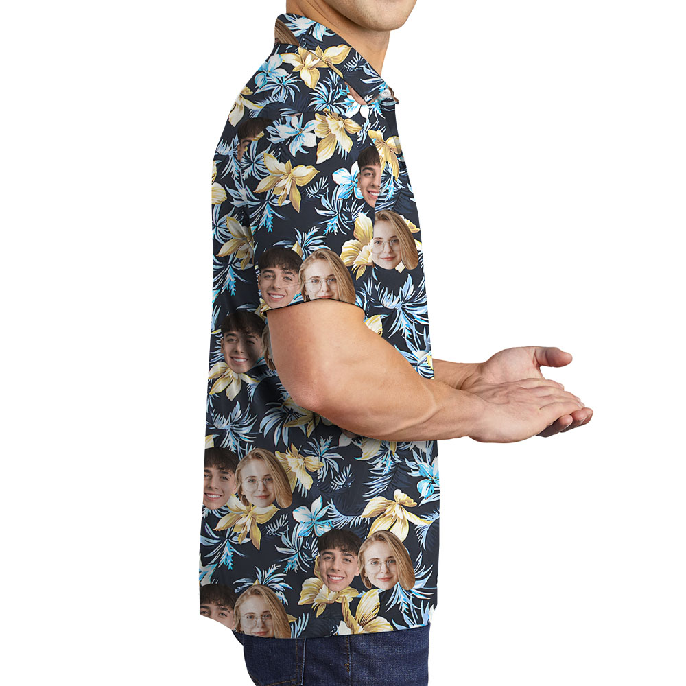 Floral Men's Golf Shirt With Multiple Photos On Them