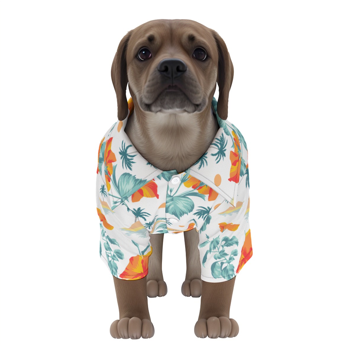 Tropical Dog's Hawaiian Shirt With Button Closure