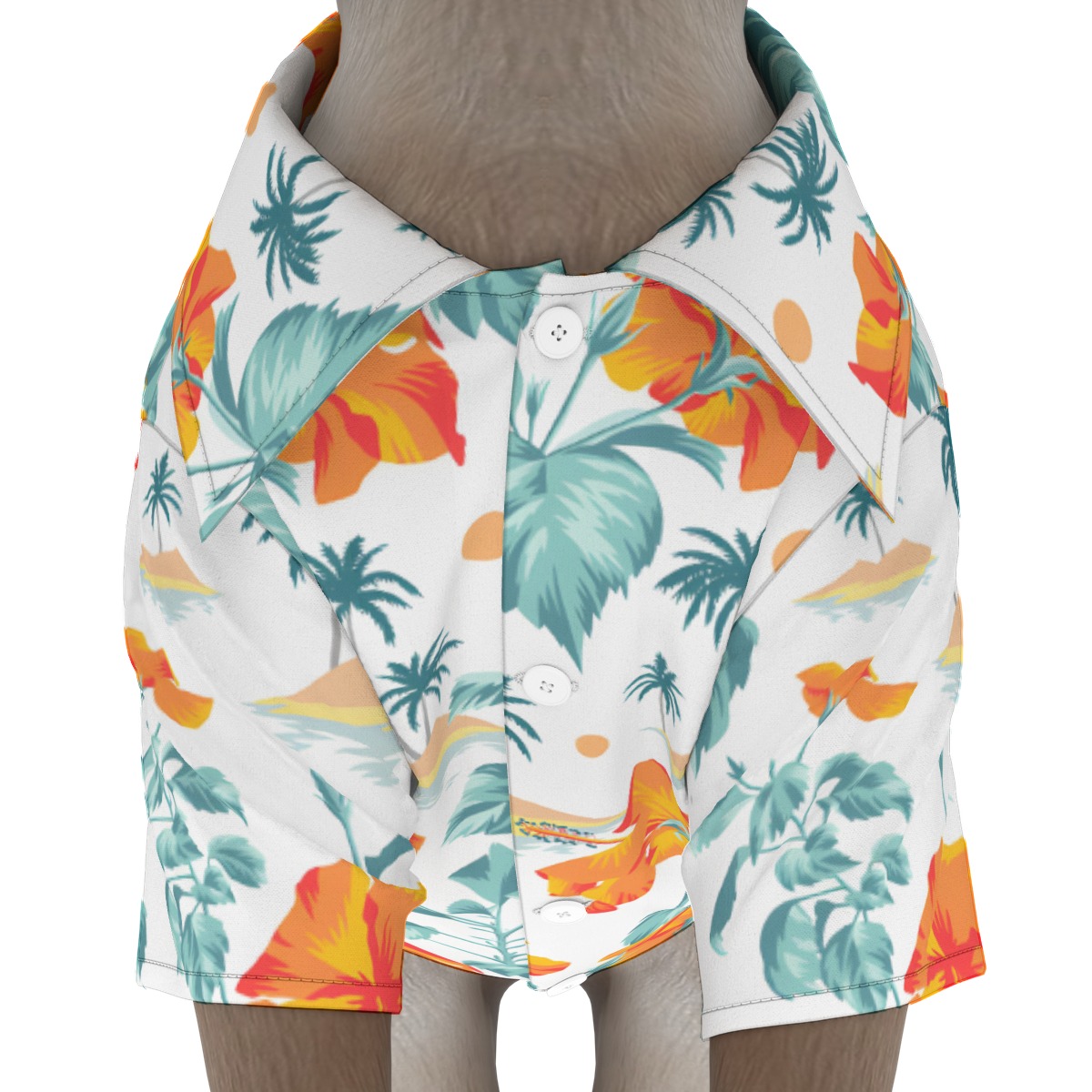 Tropical Dog's Hawaiian Shirt With Button Closure