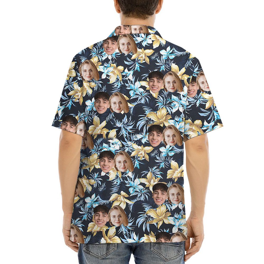 Floral Aloha Shirts Mens with Custom Face