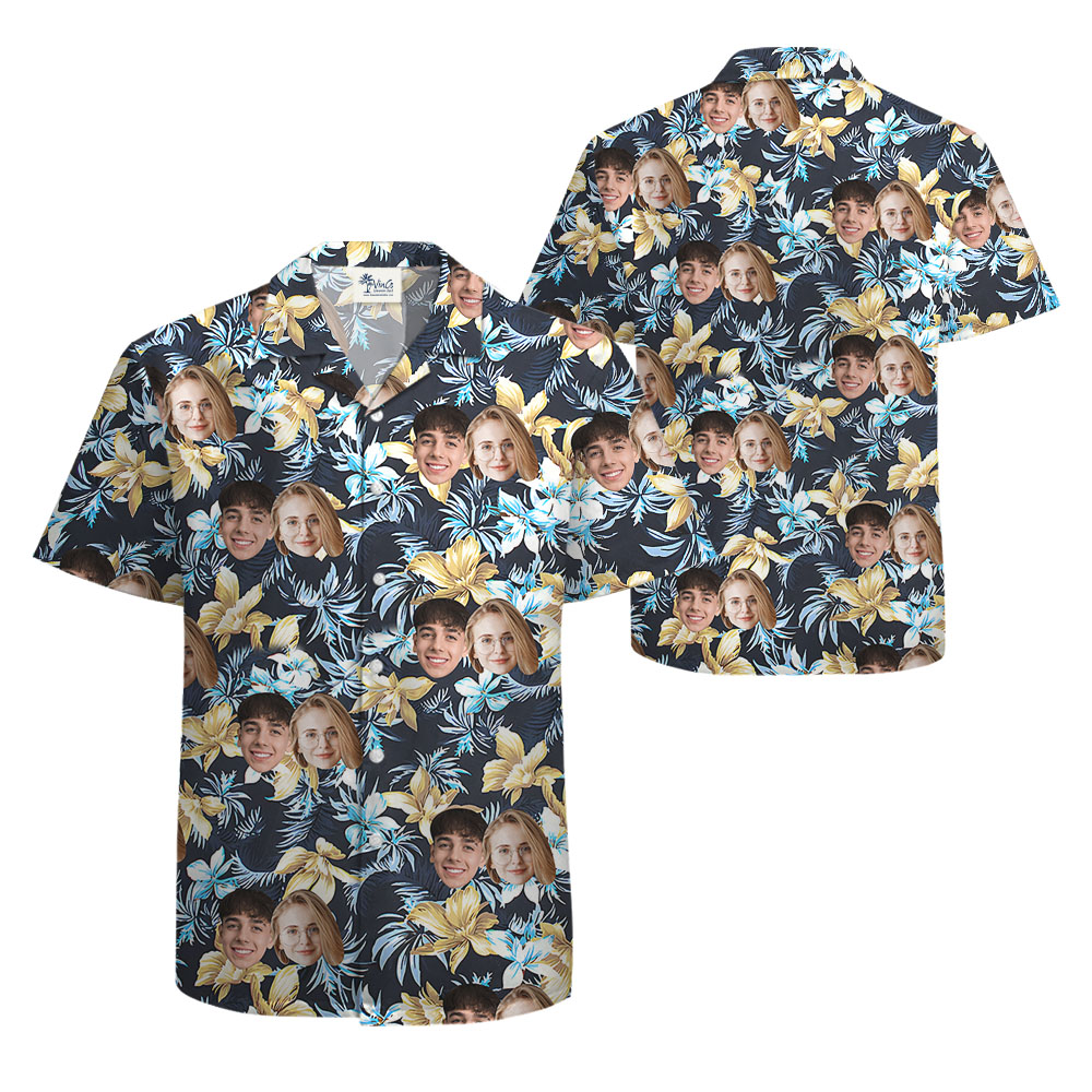 Floral Aloha Shirts Mens with Custom Face
