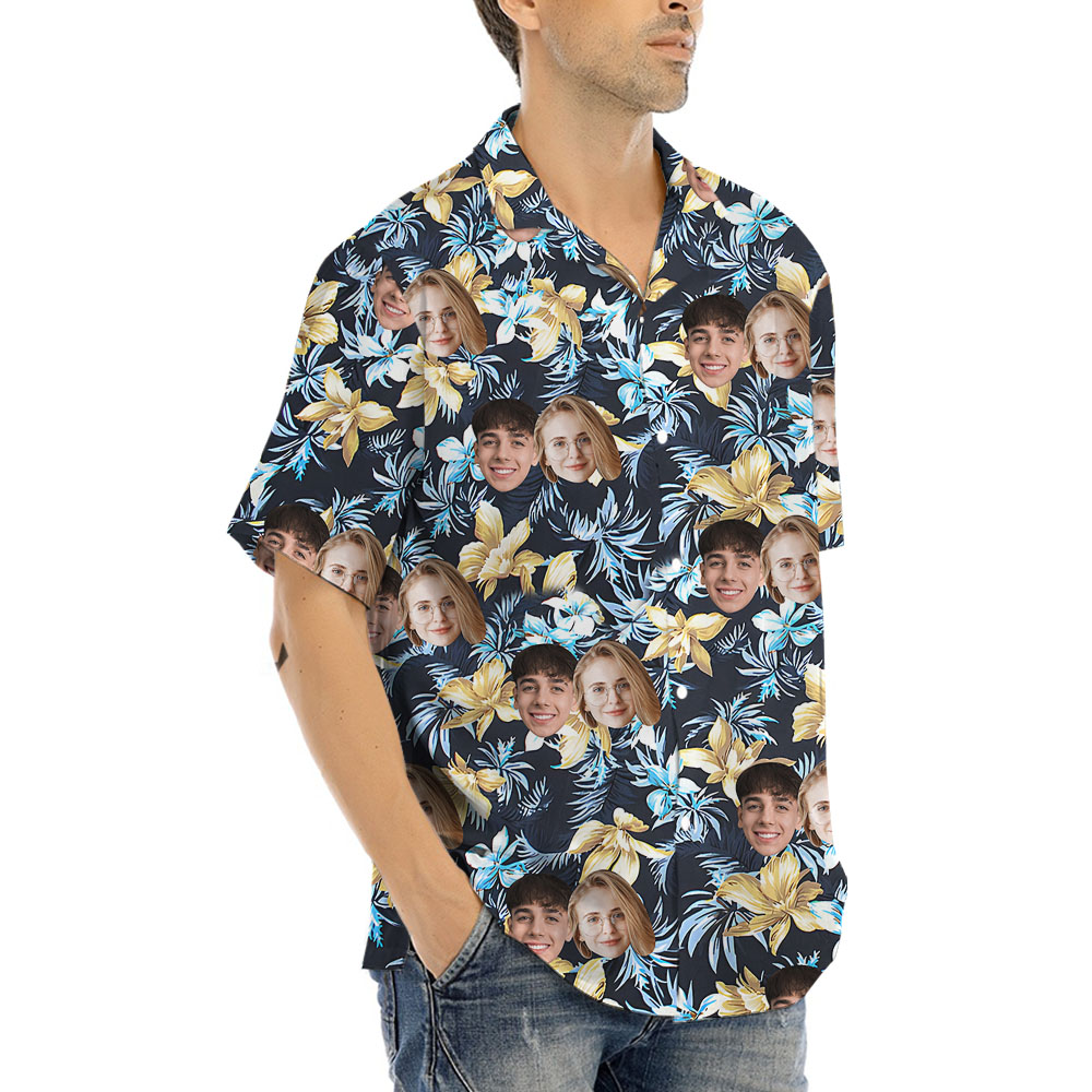 Floral Aloha Shirts Mens with Custom Face