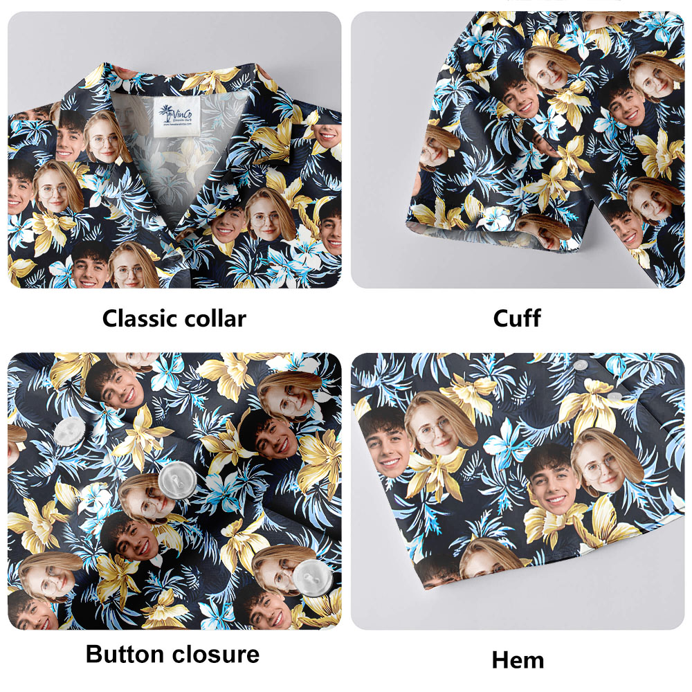 Floral Aloha Shirts Mens with Custom Face