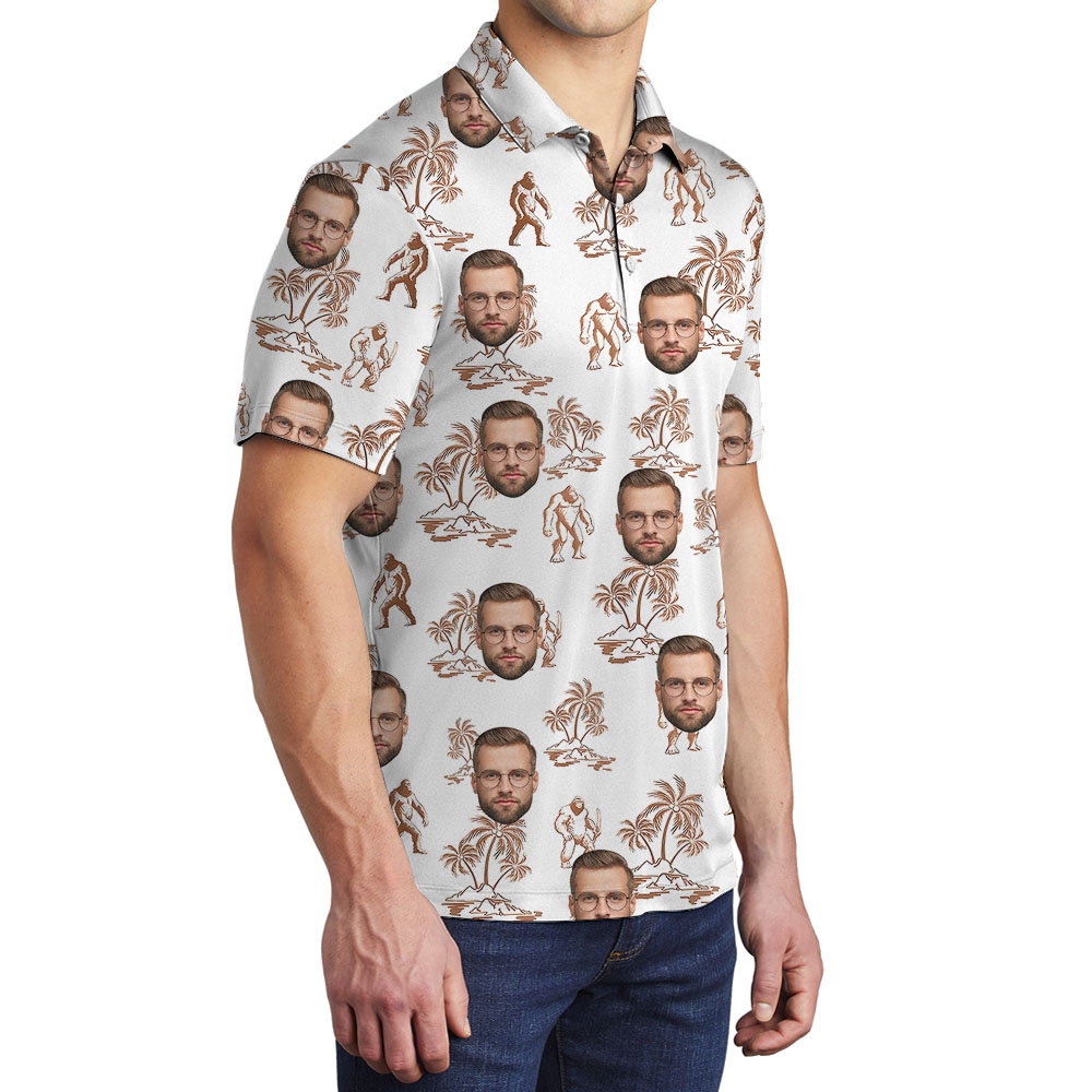 Bigfoot Men's Polo Shirt With Custom Faces/ Logos