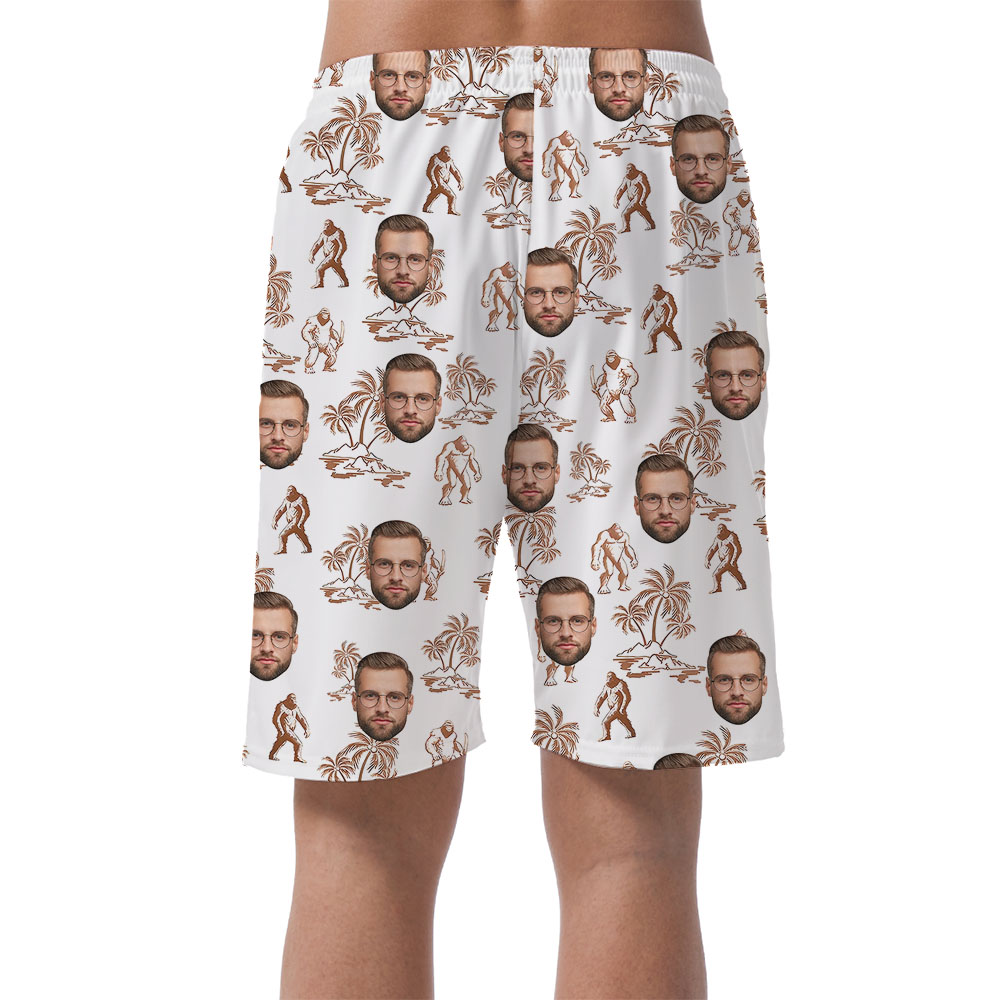 Custom Face Bigfoot Men's Hawaiian Shorts No Minimum