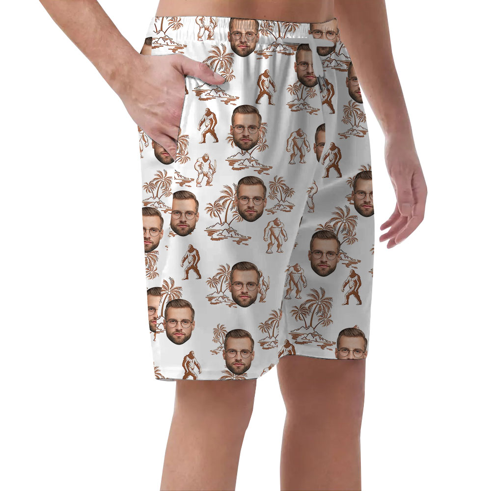 Custom Face Bigfoot Men's Hawaiian Shorts No Minimum