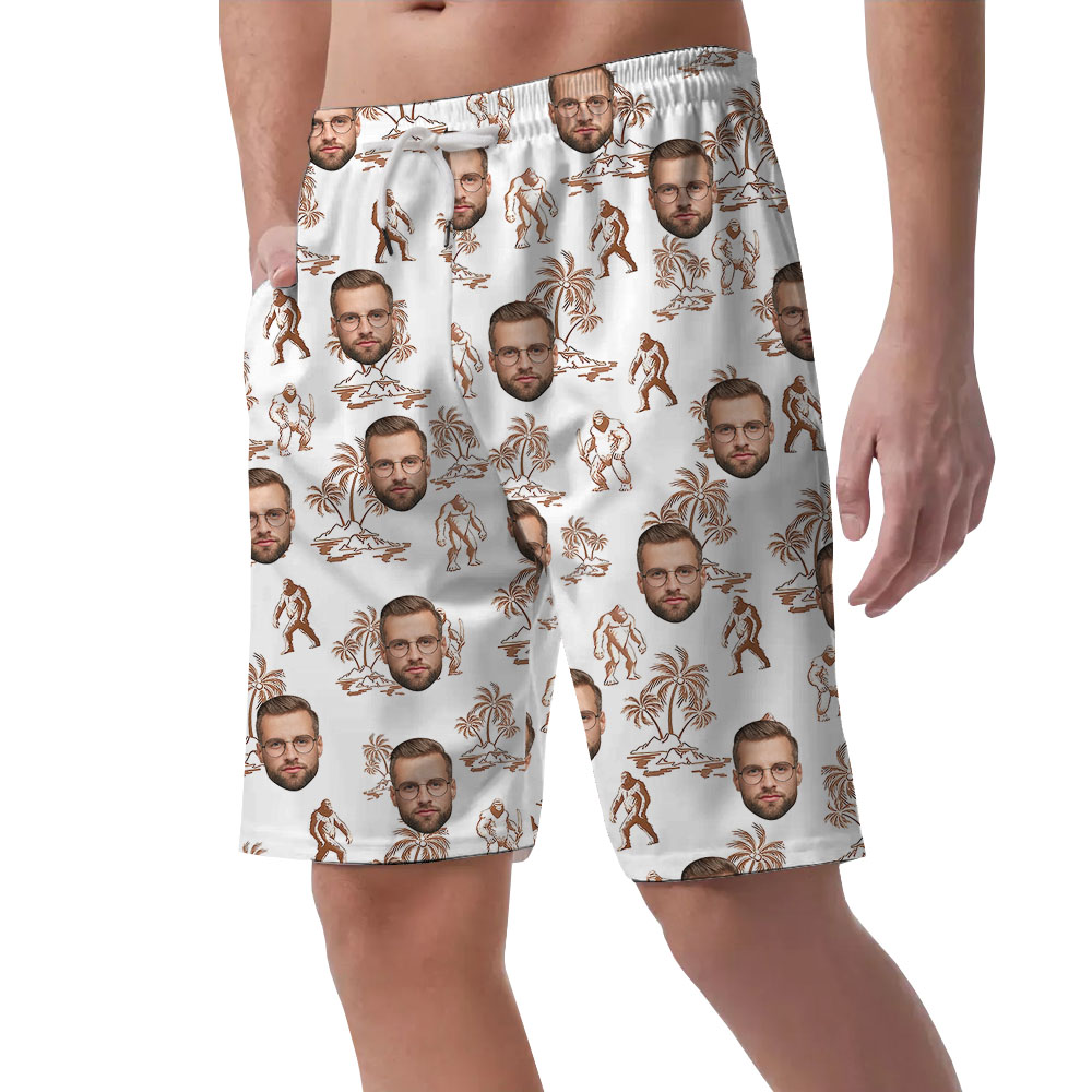 Custom Face Bigfoot Men's Hawaiian Shorts No Minimum