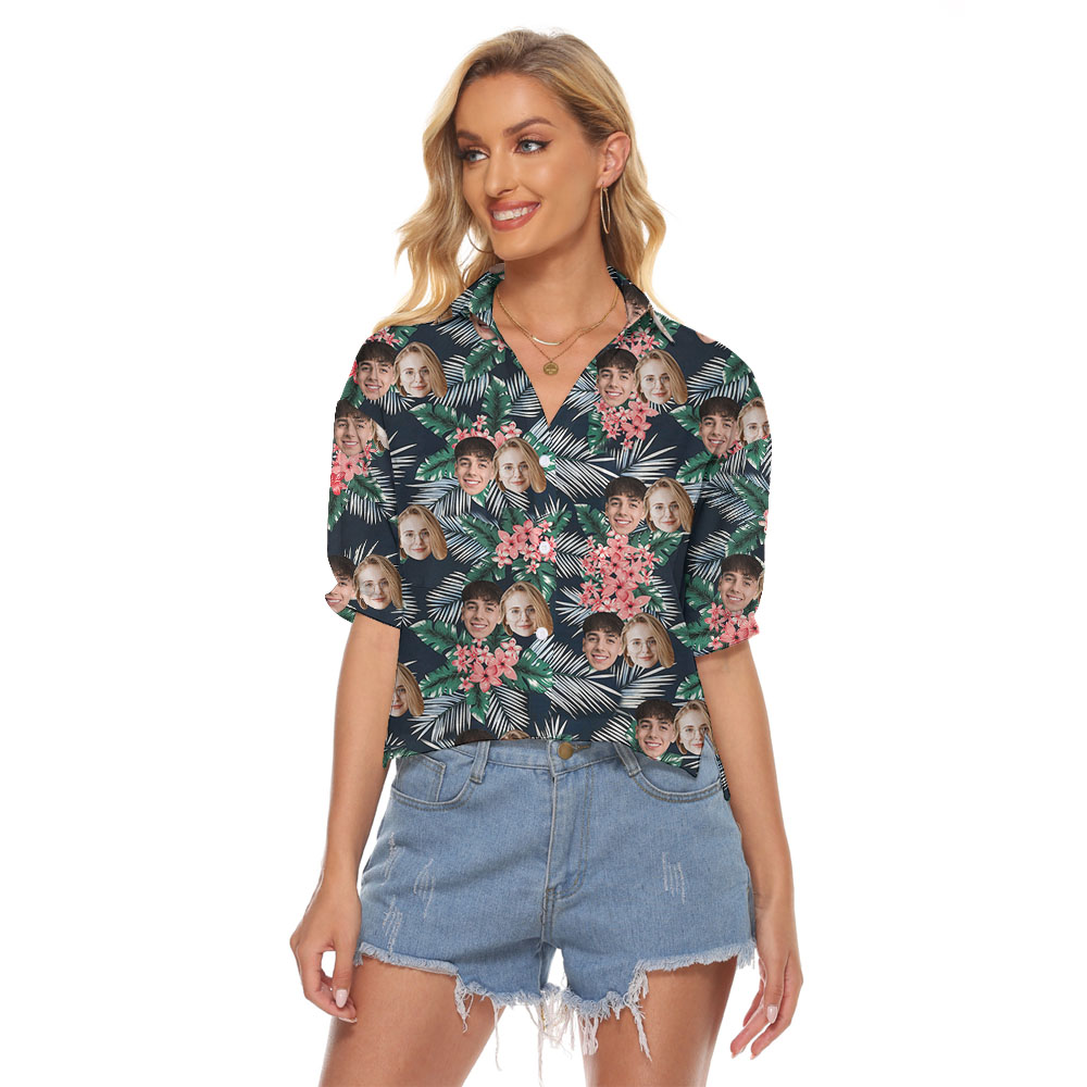 Custom More Faces On Women's Hawaiian Crop Top - variant image 1
