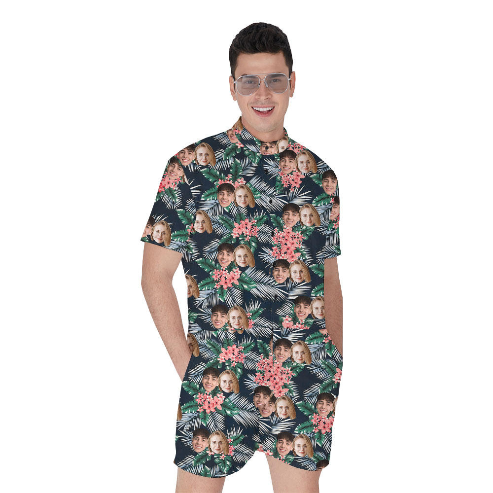 Customize Faces Tropical Leaf Men's RompHim - variant image 1