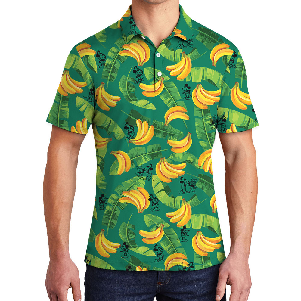 Cute Mickey Steamboat Willie Tropical Banana Hawaiian Polo Shirt - variant image 1
